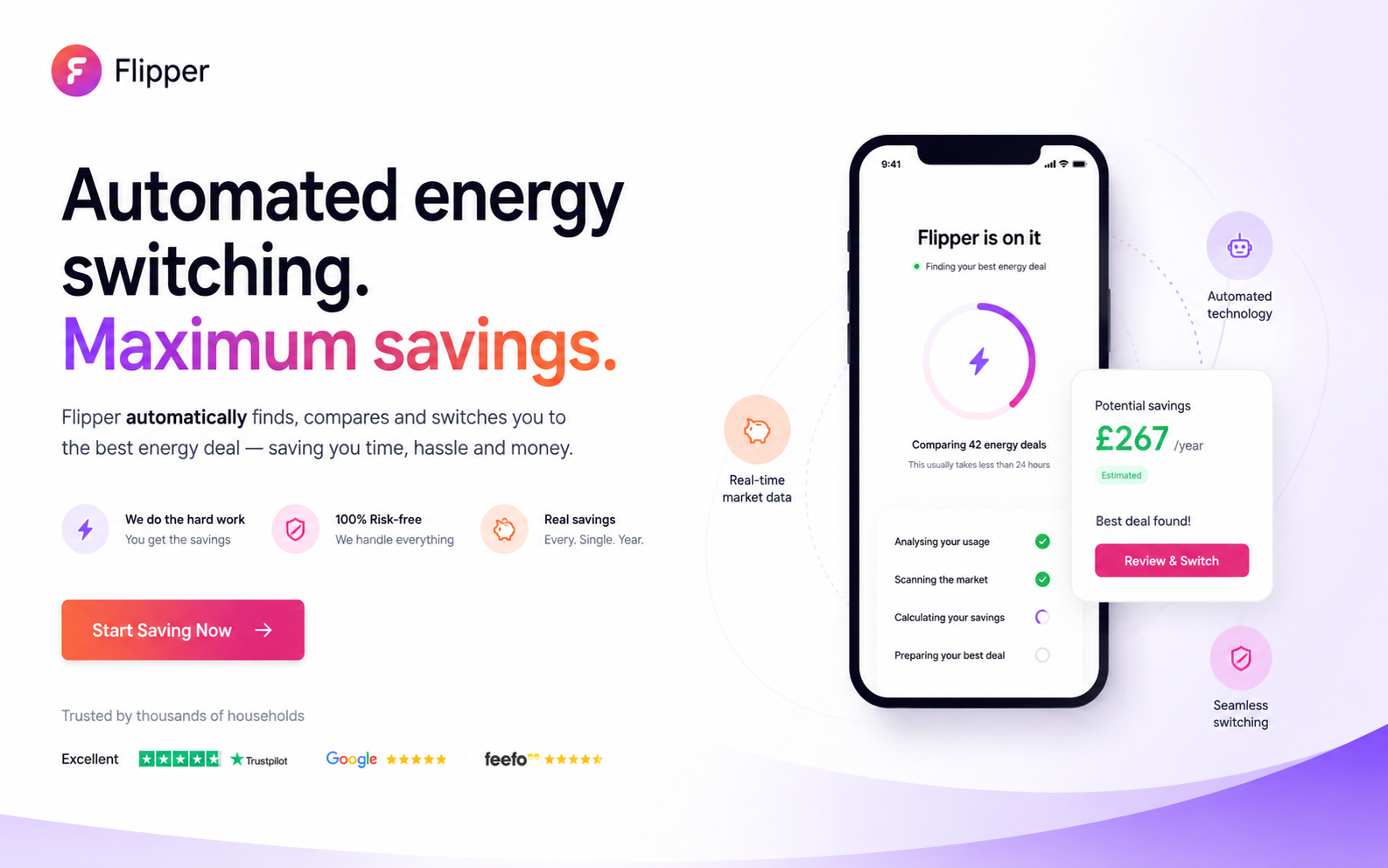Flipper Switching Platform — energy comparison and switching dashboard