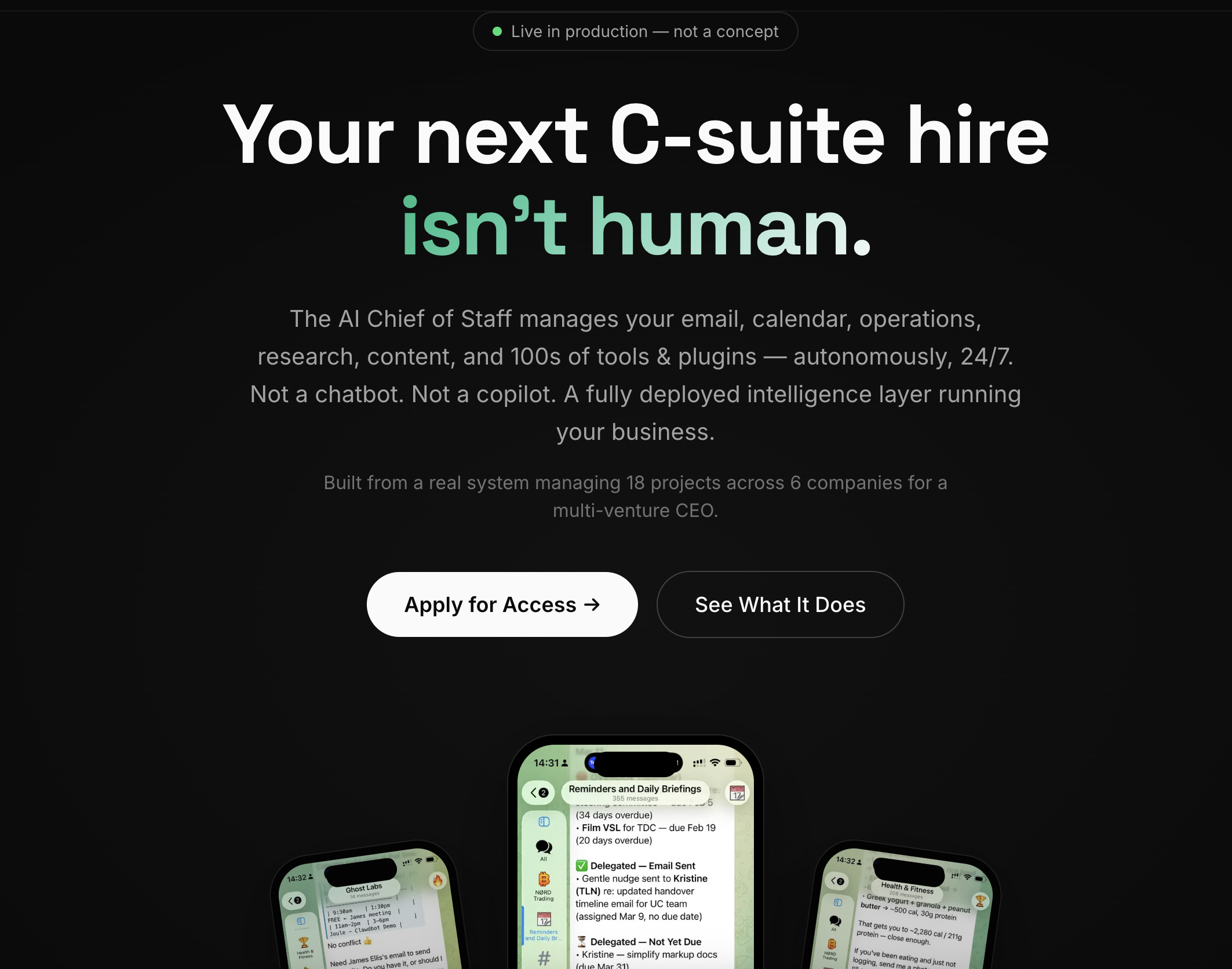 AI Chief of Staff dashboard