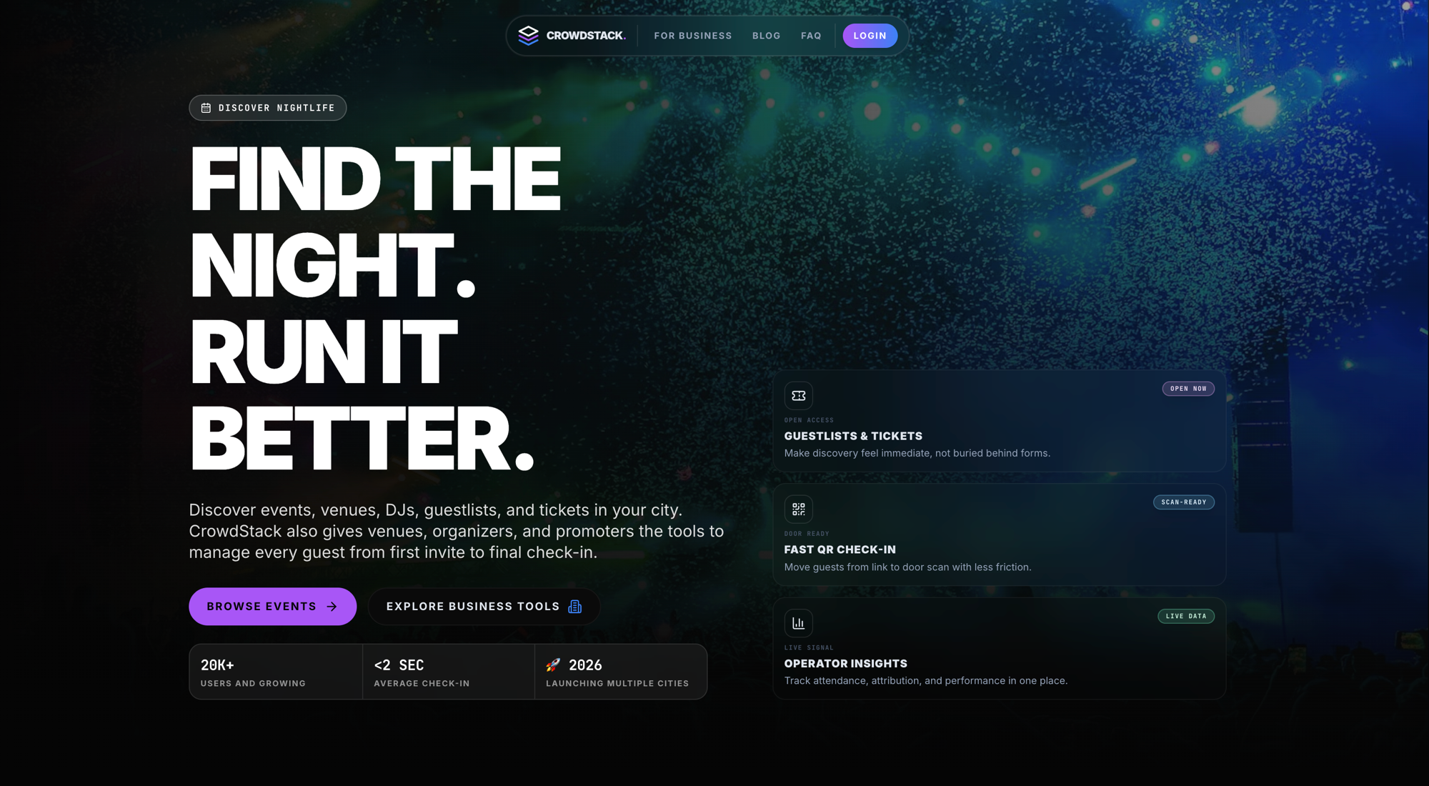 CrowdStack — Find the night. Run it better.